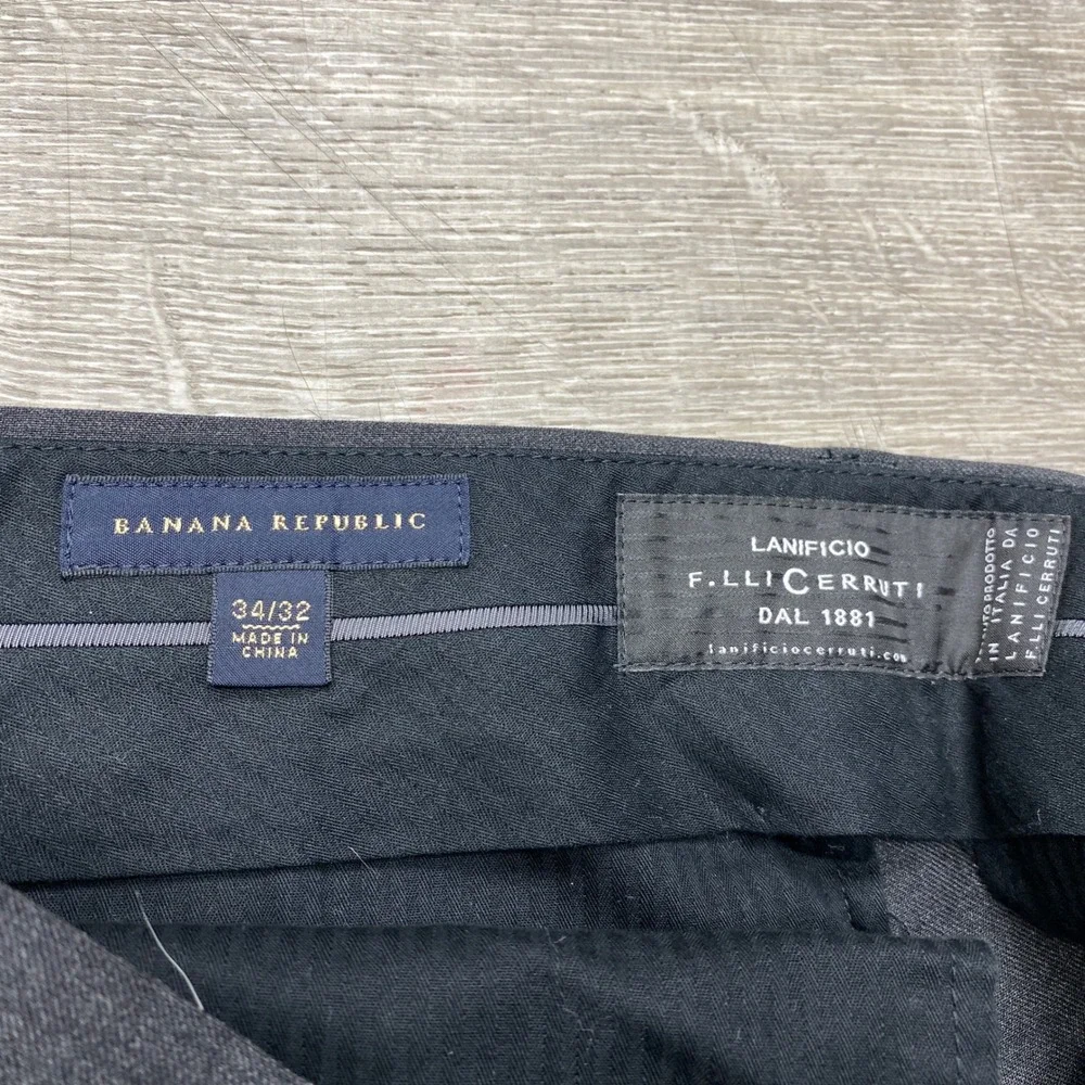 Banana Republic Dress Pants Mens 34x32 Charcoal Grey Wool Cerruti Fabric Office